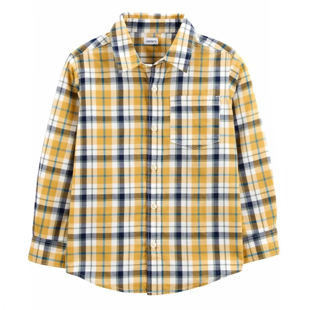 Carter’s Button Down Plaid Long Sleeve Shirt 4T 4 Boys
